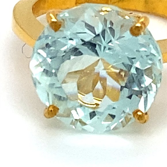 Aquamarine 7.45ct Solid 22K Yellow Gold Ring - Picture 7 of 7